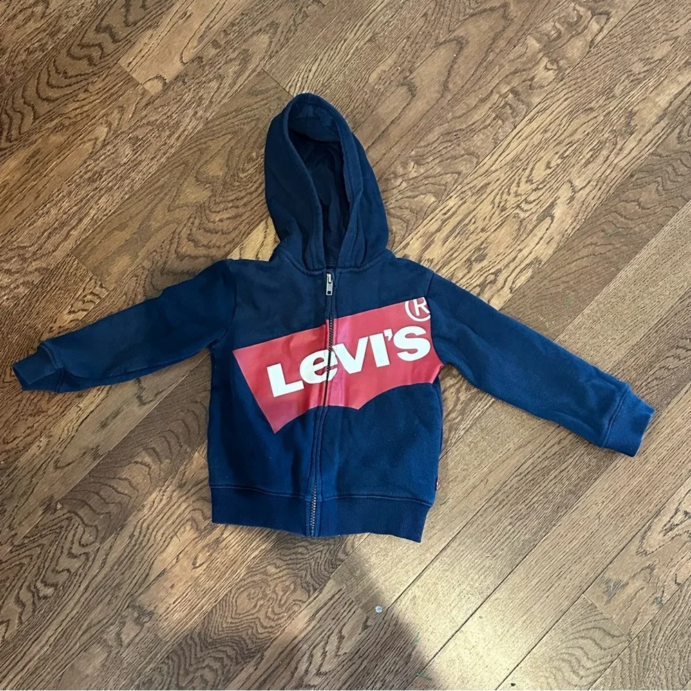 Levi's Logo Toddler Navy Blue Zip Up Hoodie Jacket size 3T